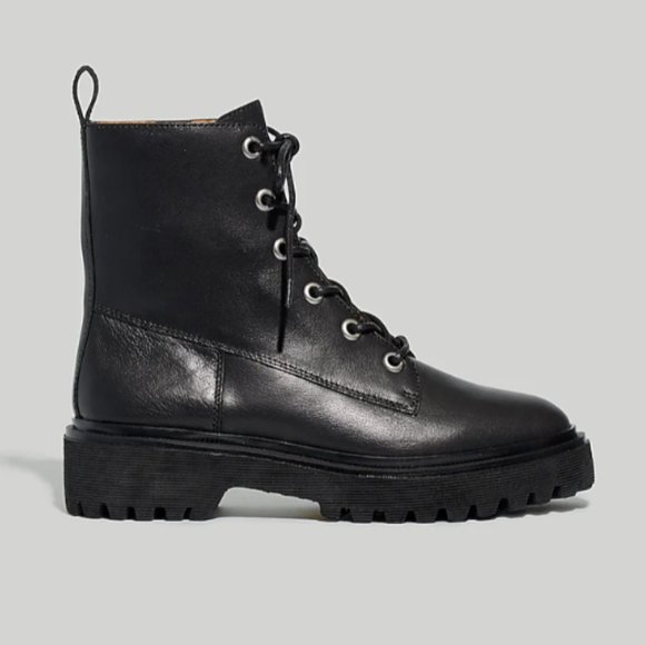 Madewell The Rayna Lace-Up Boot in Leather